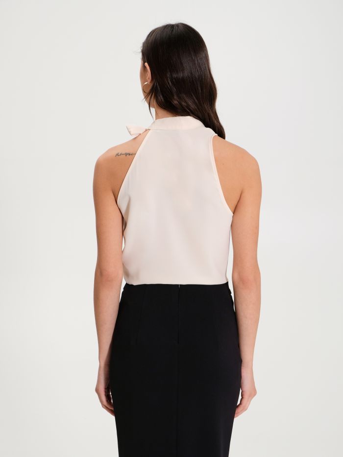 One-Shoulder Top with Bow on the Neck   Rinascimento