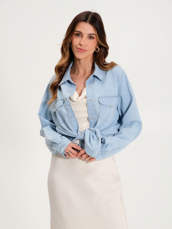 Jeansbluse hellblau clearance