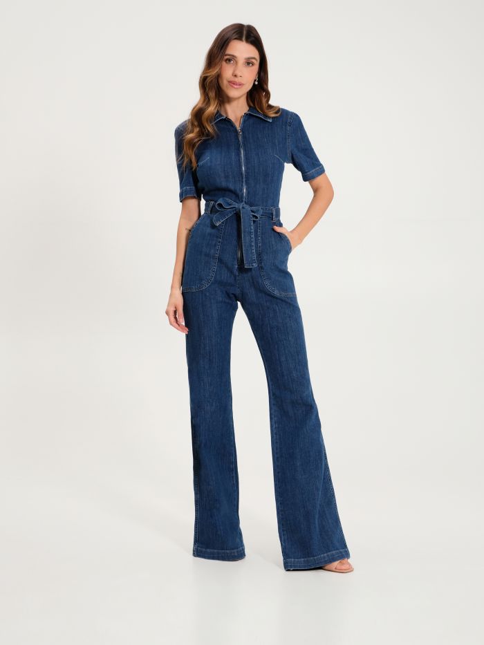 Blue Denim Bell bottom Jumpsuit Rinascimento