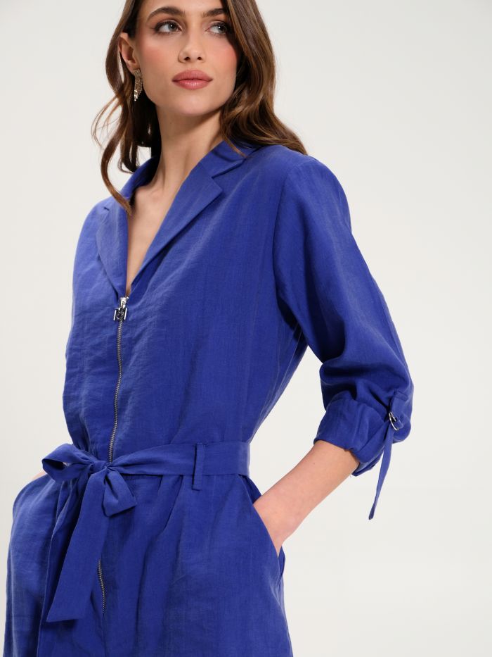 Blue Romper with Zip and Belt  in_i5