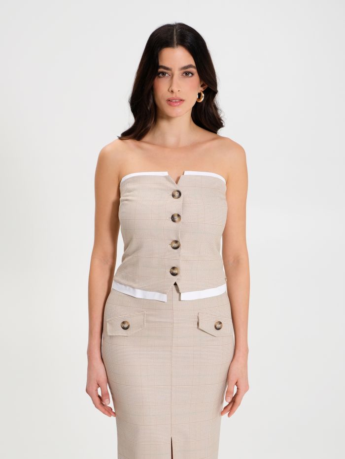 Checkered Bodice with Beige Buttons   Rinascimento