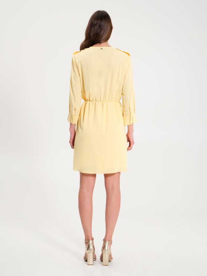 Chemise Dress in Pale Yellow with Utility Pockets   Rinascimento