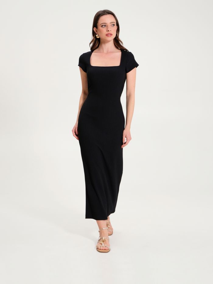 Robe midi stretch noire Rinascimento