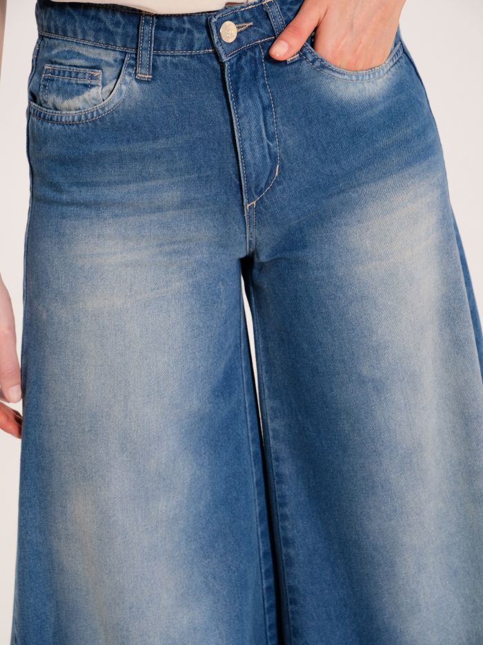 Jeans a Zampa Cropped con Orlo Blu in_i5