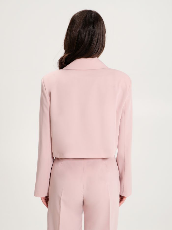 Pink Cropped Double-breasted Jacket   Rinascimento