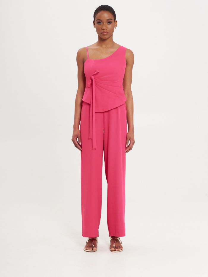 Fuchsia Flowy Jumpsuit with Bow  det_1