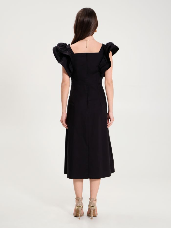 Langes Kleid aus Baumwolle in Schwarz det_3