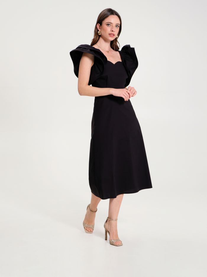 Langes Kleid aus Baumwolle in Schwarz sp_e1