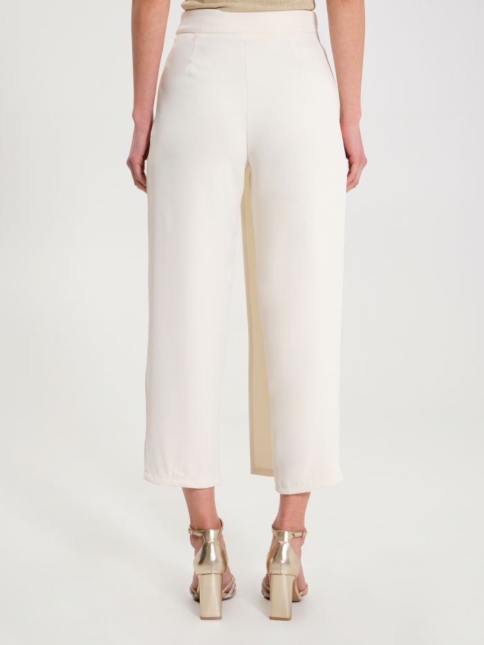 Pantaloni Crop in Cadi a Portafoglio Bianco Panna   Rinascimento