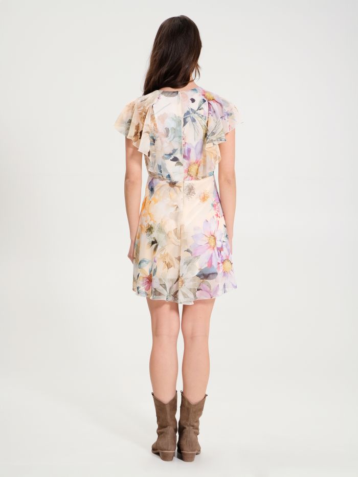 Multicoloured Short Floral Dress  Rinascimento