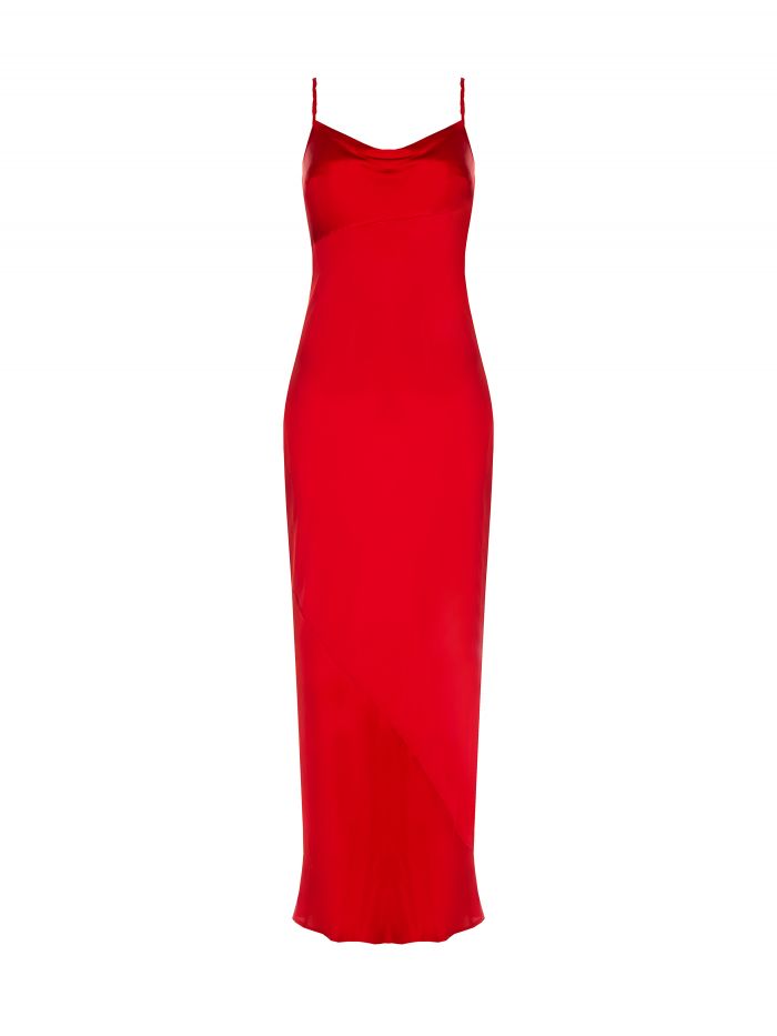 Long Red Dress in Viscose det_4