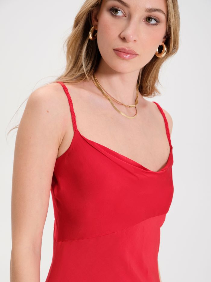 Langes Kleid aus Viskose in Rot in_i5