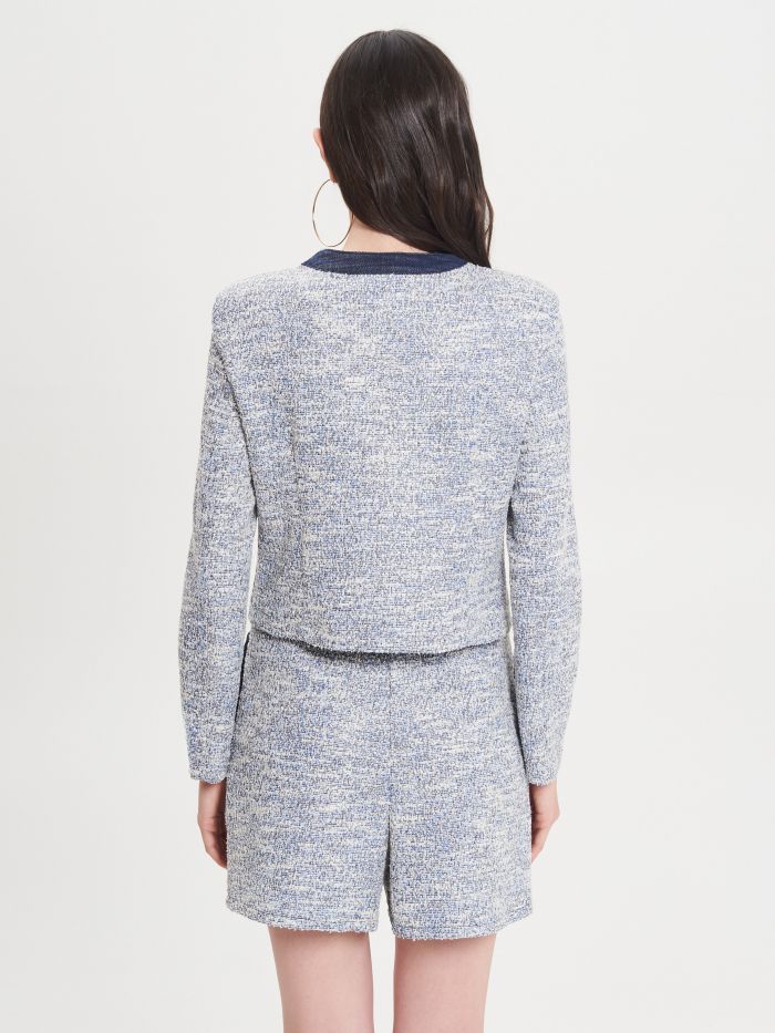 Veste en tweed avec empiècement en denim bleu  Rinascimento