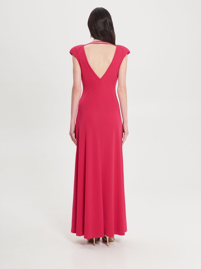 Long A-line Dress with Rhinestones in Red  Rinascimento