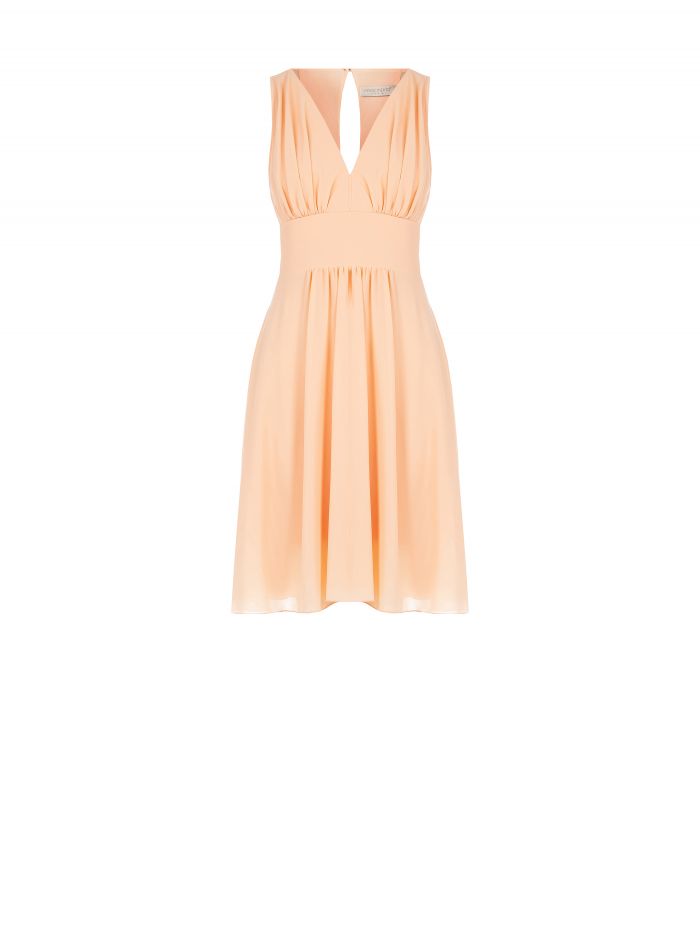 Kleid aus Georgette-Kreppstoff in Orange-Pfirsich  Rinascimento