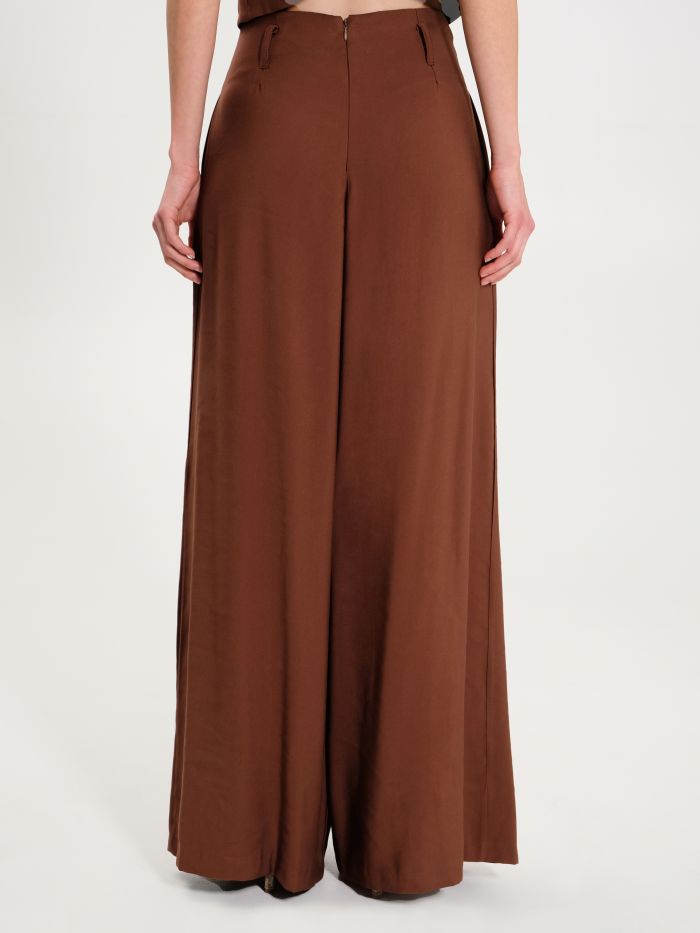 Brown Viscose Trousers in_i4