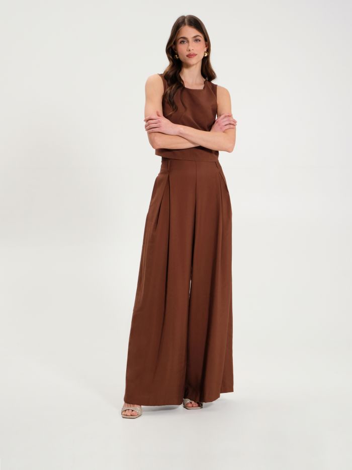 Brown Viscose Trousers  Rinascimento