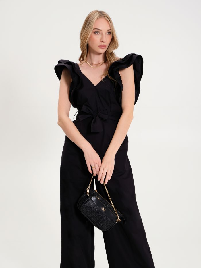 Black Jumpsuit with Ruffles in_i7