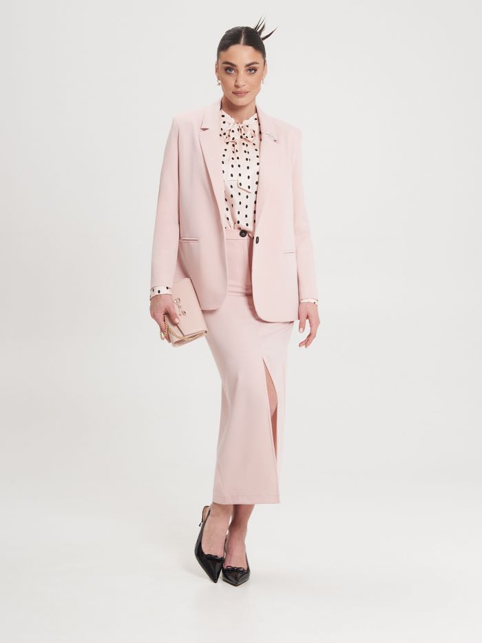 Oversized Pink Jacket with Brooch  Rinascimento