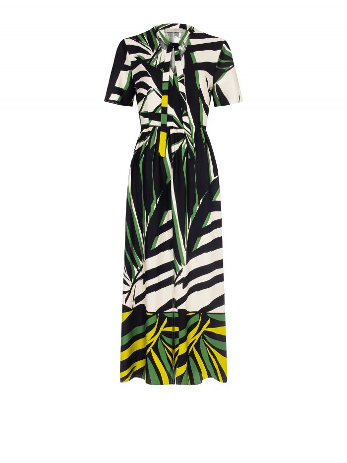 Kleid mit Dschungel-Muster in Grün  Rinascimento