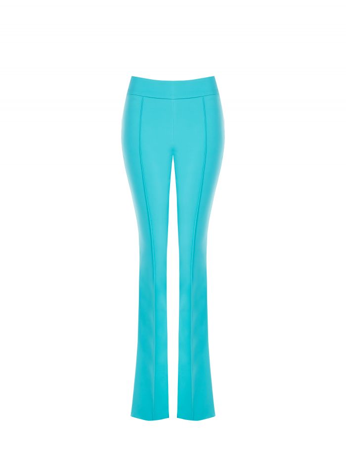 Flared Trousers in Turquoise Technical Fabric det_4