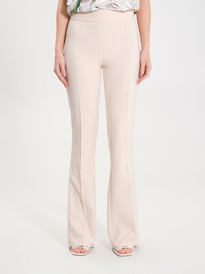 Flared Trousers in Beige Technical Fabric det_2