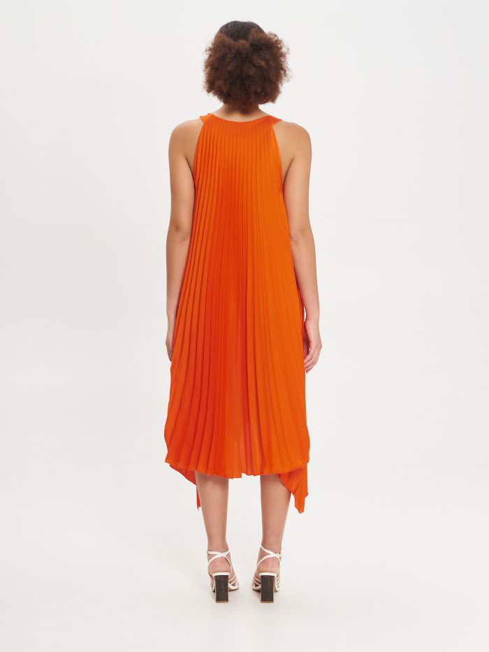 Orange Pleated Dress det_2