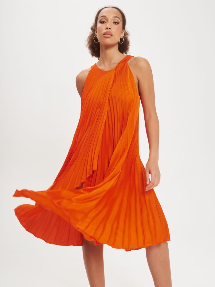 Vestido plisado naranja sp_e1
