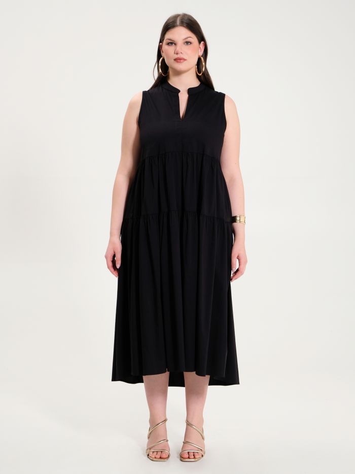 Curvy Black Dress in Cotton  Rinascimento
