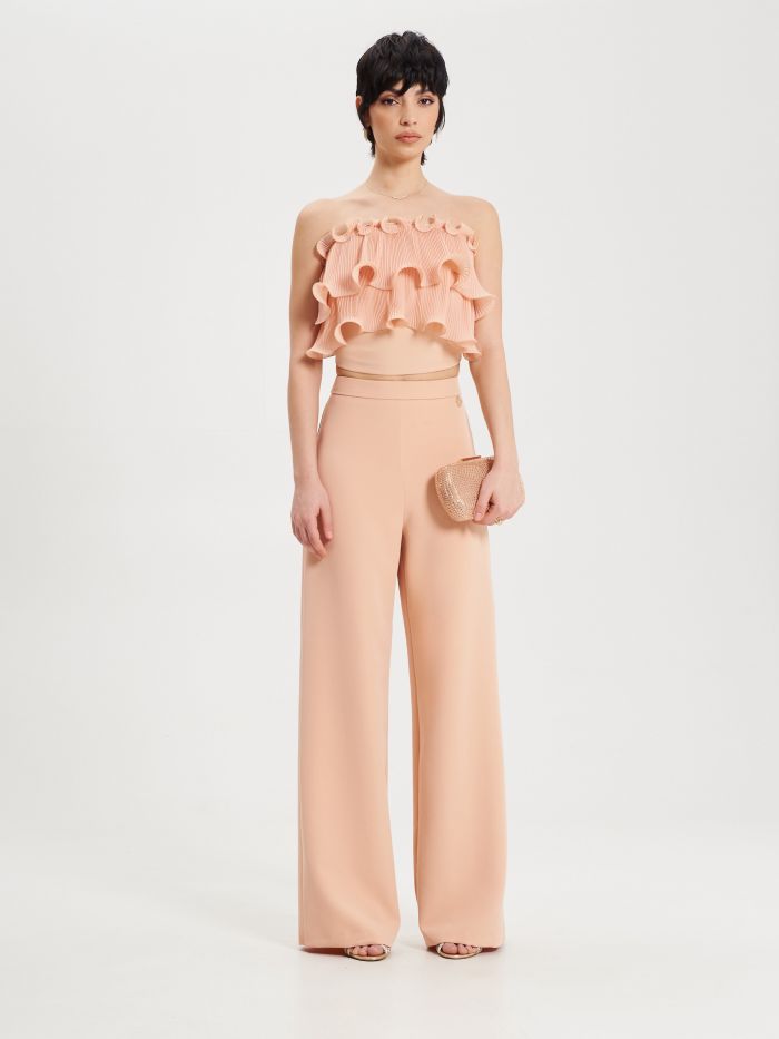 Peach Top with Pleated Rouche  Rinascimento