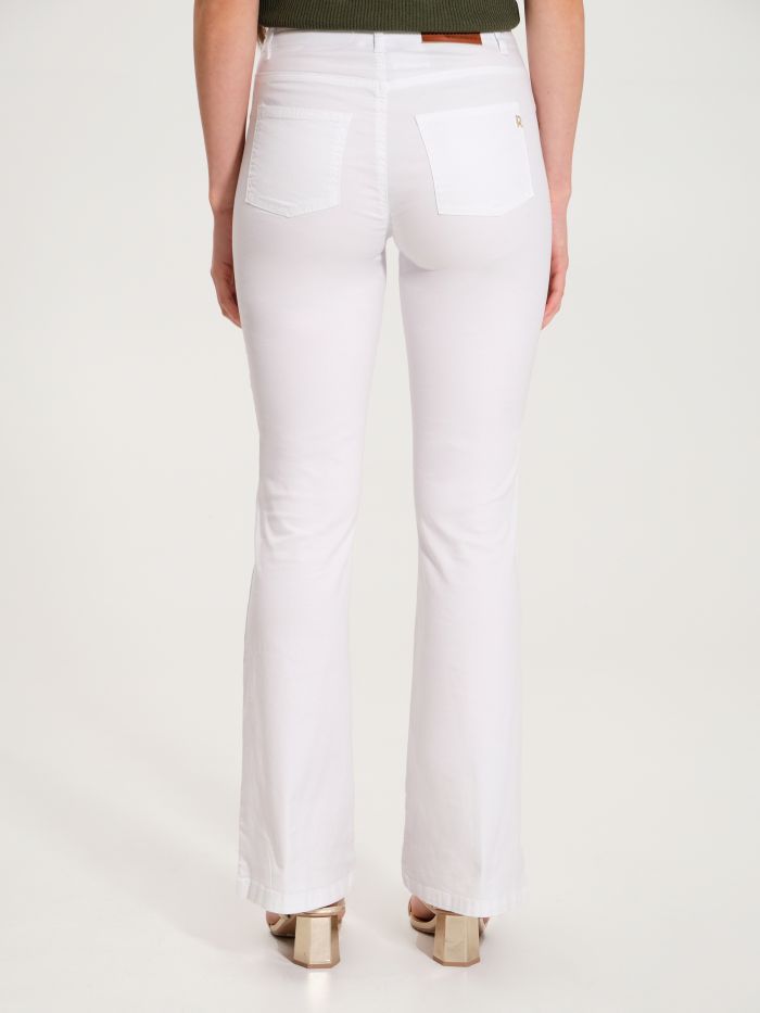 White Flared Trousers with Buttons  Rinascimento