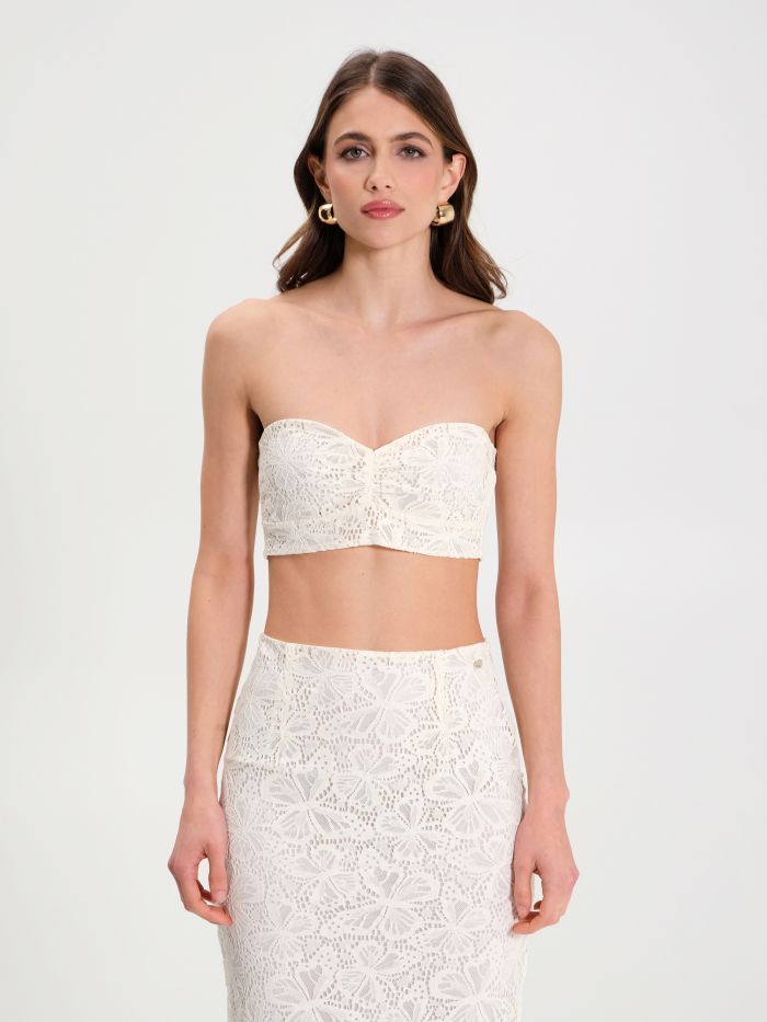 Bandeau Mini Top in Ivory Lace  det_2