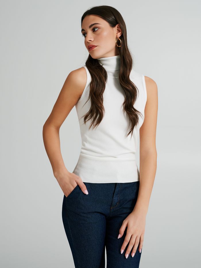 Womens white hotsell sleeveless turtleneck
