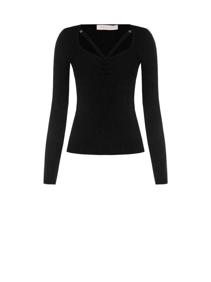 Maglia con cut-out e borchie  Rinascimento