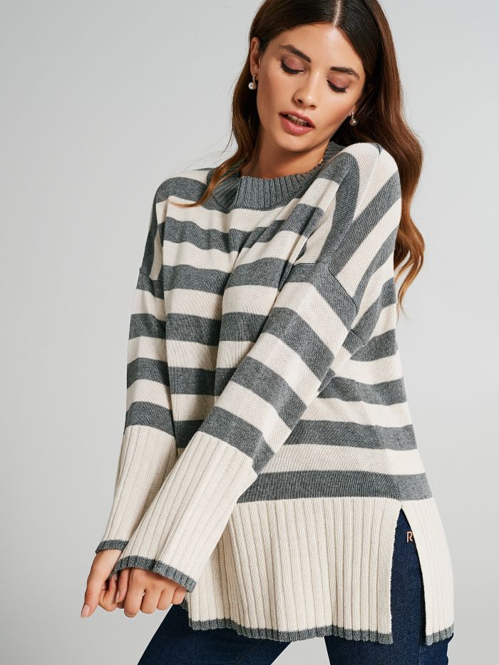 Maxi-Pullover mit Streifen   Rinascimento