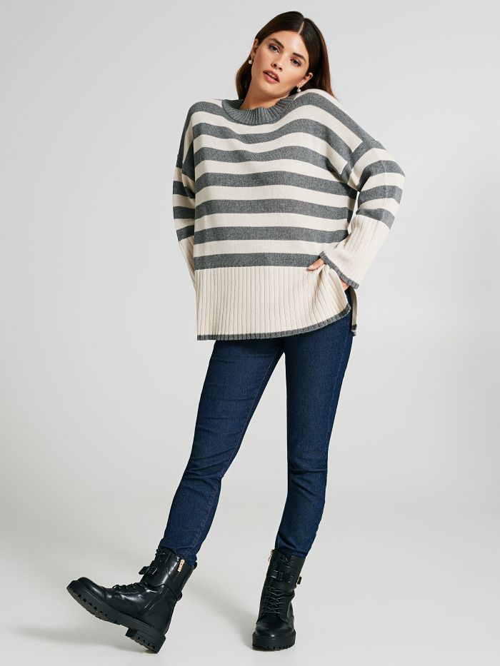 Maxi-Pullover mit Streifen   Rinascimento