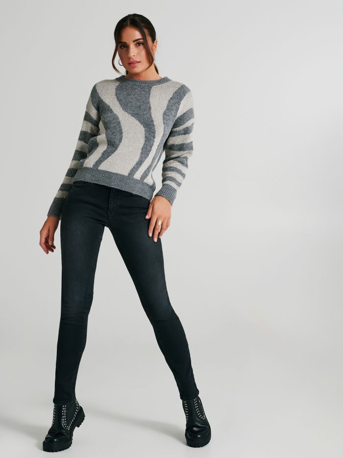 Zebra-print crewneck jumper   Rinascimento