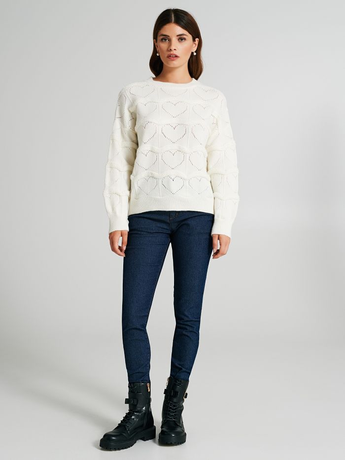 Jumper with Heart-Shaped Knit Pattern  Rinascimento