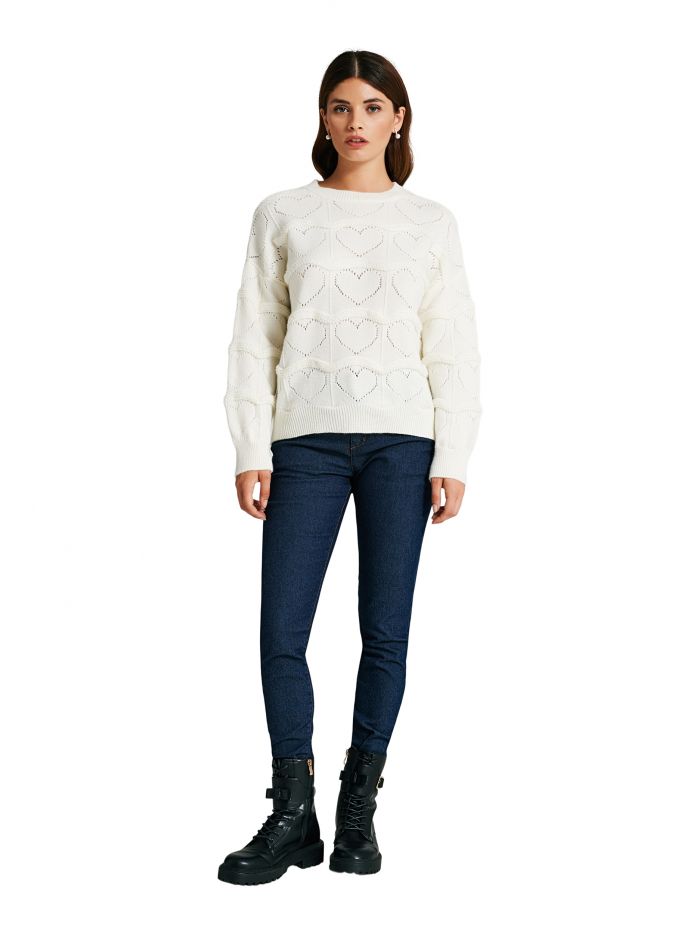 Jumper with Heart-Shaped Knit Pattern  Rinascimento