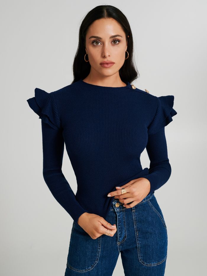 Maglia girocollo con rouches  Rinascimento