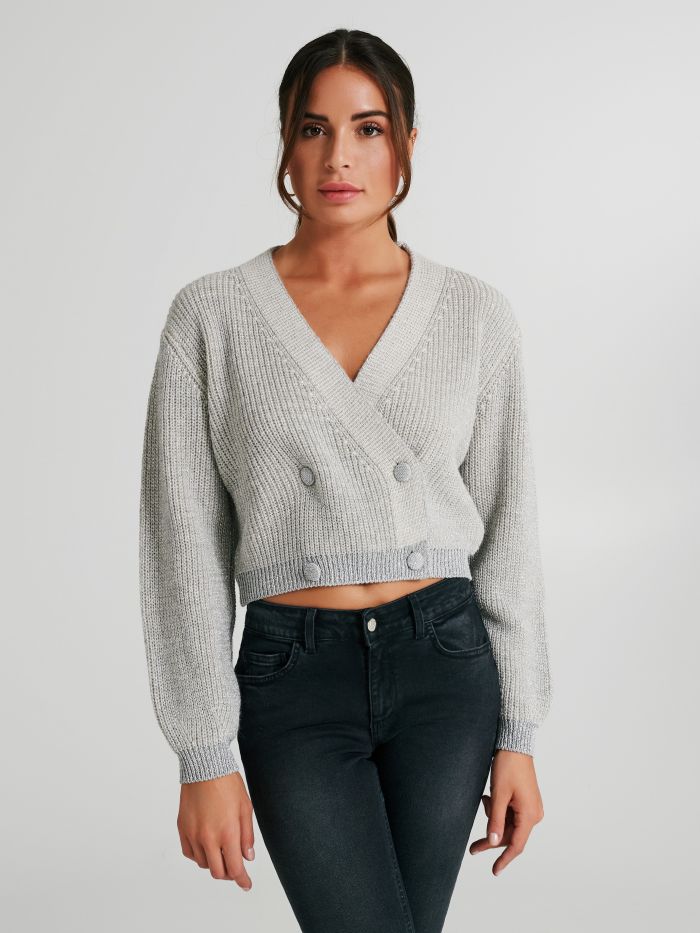 Cardigan lurex con bottoni   Rinascimento