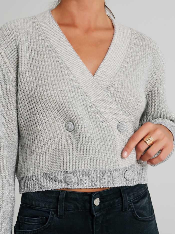 Cardigan lurex con bottoni   Rinascimento