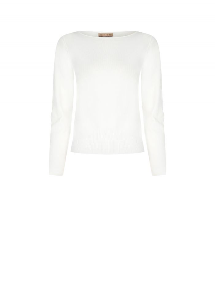 Cream Boatneck Sweater in ECOVERO®  Rinascimento