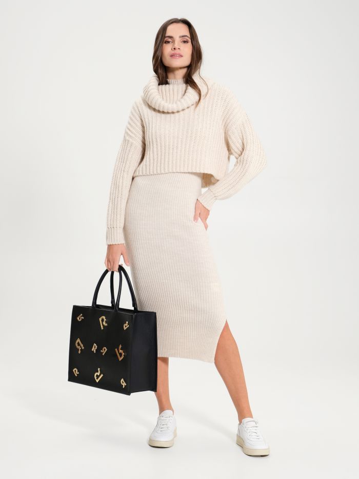 White cropped roll neck jumper shop