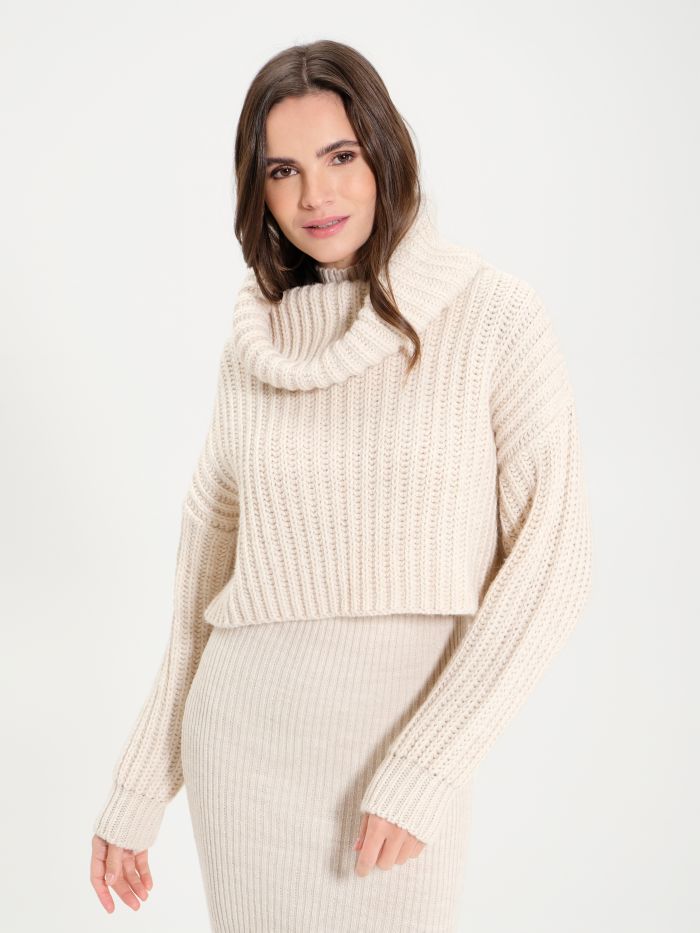 Cropped Roll-Neck Jumper   Rinascimento