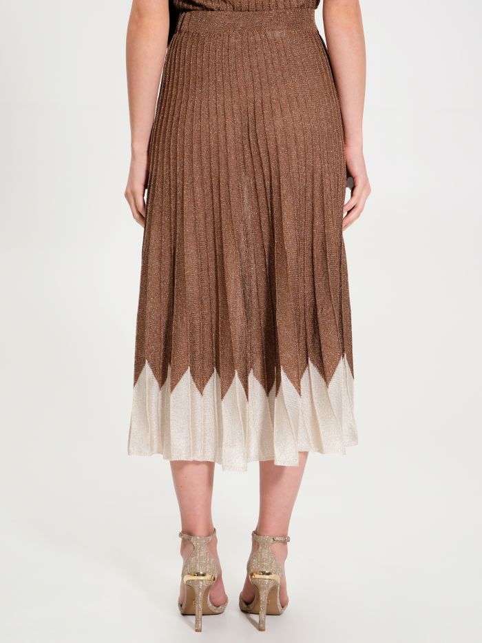Falda plisada marrón con lúrex  Rinascimento