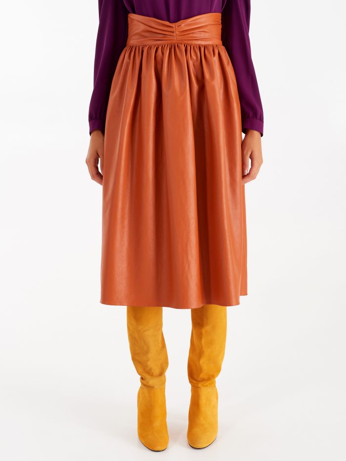 Faux Leather Skirt Orange Orange Women Rinascimento