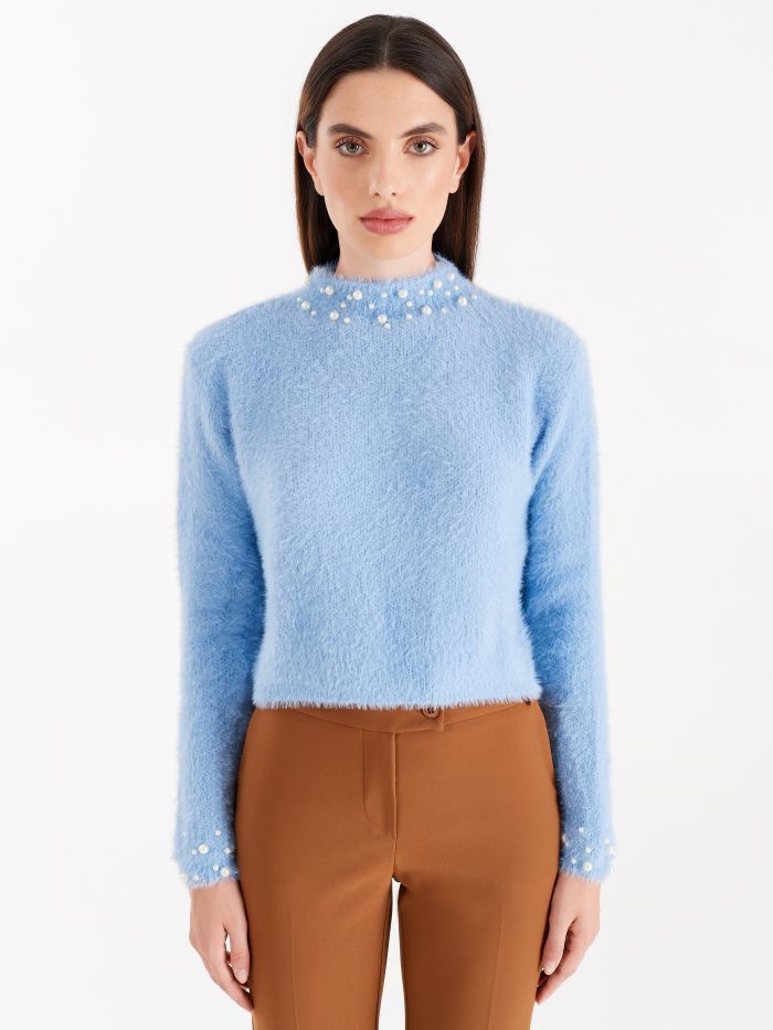 turtleneck with pearls