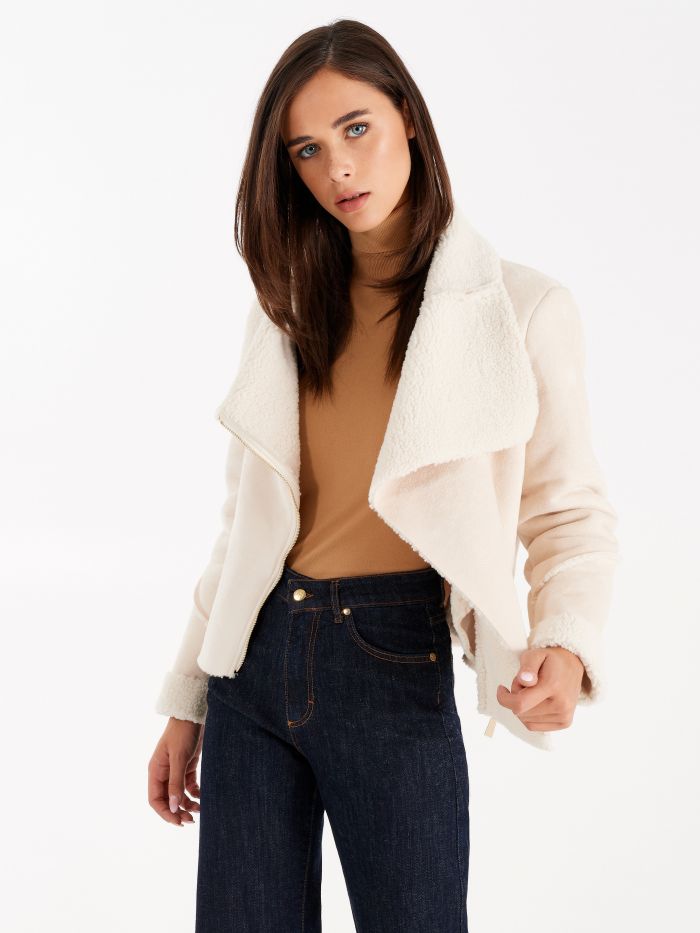 cream sheepskin coat