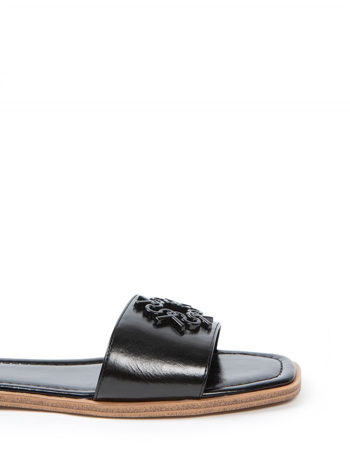 Flat monogram sandals, black Flat monogram sandals, black Rinascimento